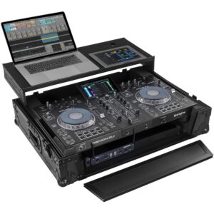 Odyssey Cases Denon Prime 2 Glide StyleTM Black Flight Case with 1U Rack Space.