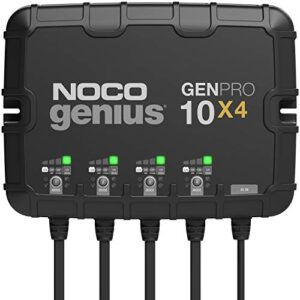 noco genius genpro10x4, 4-bank, 40a (10a/bank) smart marine battery charger, 12v waterproof onboard boat charger, battery maintainer and desulfator for agm, lithium (lifepo4) and deep-cycle batteries