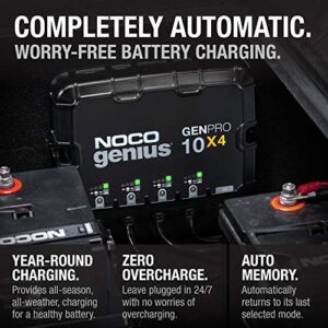 NOCO Genius GENPRO10X4, 4-Bank, 40A (10A/Bank) Smart Marine Battery Charger, 12V Waterproof Onboard Boat Charger, Battery Maintainer and Desulfator for AGM, Lithium (LiFePO4) and Deep-Cycle Batteries