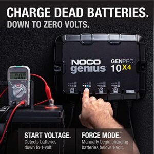 NOCO Genius GENPRO10X4, 4-Bank, 40A (10A/Bank) Smart Marine Battery Charger, 12V Waterproof Onboard Boat Charger, Battery Maintainer and Desulfator for AGM, Lithium (LiFePO4) and Deep-Cycle Batteries