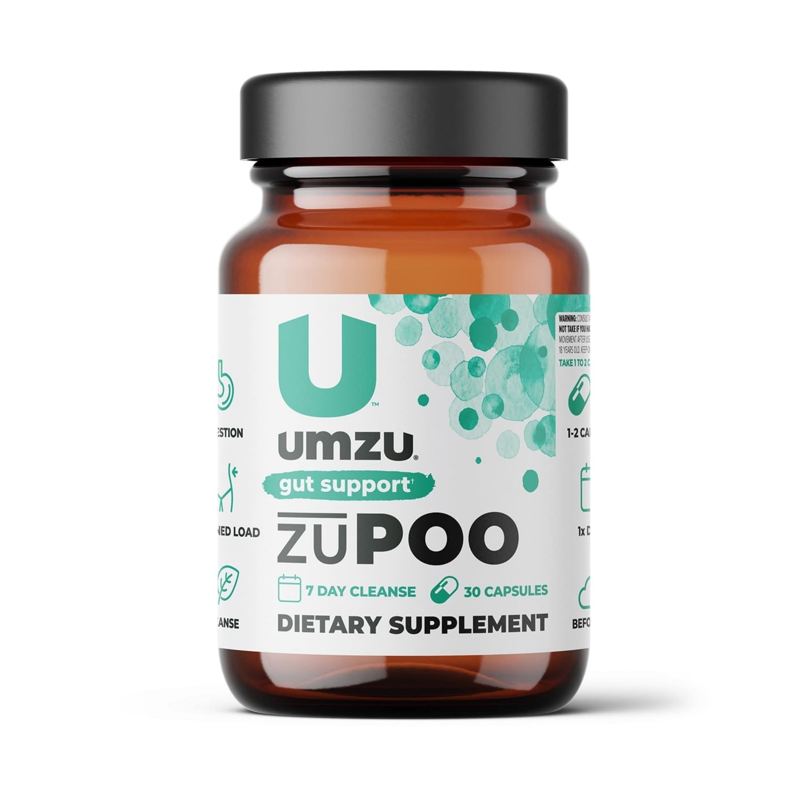 UMZU zuPoo - Colon Health & Constipation Relief - Supplement for Bloating - Natural Cleanse - with Milk Thistle, Ginger & More - 15-Day Supply - 30 Capsules