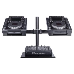 Headliner Avalon Dual CDJ Stand fits most CDJ players; Adjustable Arms Elevates CDJs above other DJ Equipment, Turntables, DJ Mixers (HL22000)