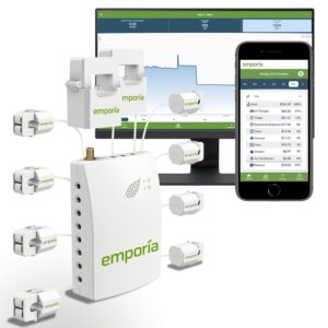 smart home energy monitor with 8 50a circuit level sensors | vue - real time electricity monitor/meter | solar/net metering