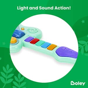 Boley Musical Toddler Guitar - Light and Sound Kids Electric Play Toy Guitar with 5 Musical Keys, Whammy Bar, Volume Control, Hands-On Sensory Play for Early Childhood Development - Ages 12+ Months