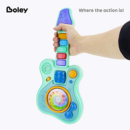 Boley Musical Toddler Guitar - Light and Sound Kids Electric Play Toy Guitar with 5 Musical Keys, Whammy Bar, Volume Control, Hands-On Sensory Play for Early Childhood Development - Ages 12+ Months