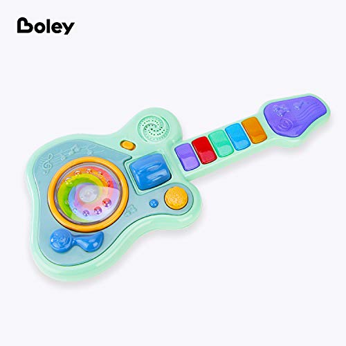 Boley Musical Toddler Guitar - Light and Sound Kids Electric Play Toy Guitar with 5 Musical Keys, Whammy Bar, Volume Control, Hands-On Sensory Play for Early Childhood Development - Ages 12+ Months