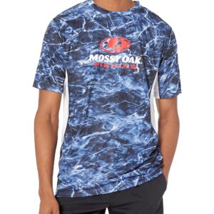 Staghorn Mens Mossy Oak Fishing Short Sleeve Camo Shirt, Aqua Bluefin, Small