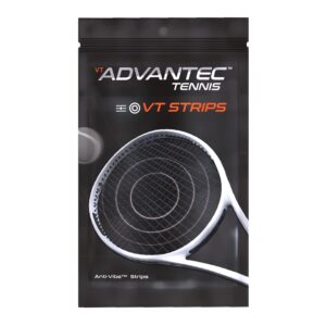 vt advantec anti-vibe strips – tennis racket vibration dampener – absorb and reduce vibration – maximize control and stability – expand sweet spot and prevent injuries – carbon black – pack of 4