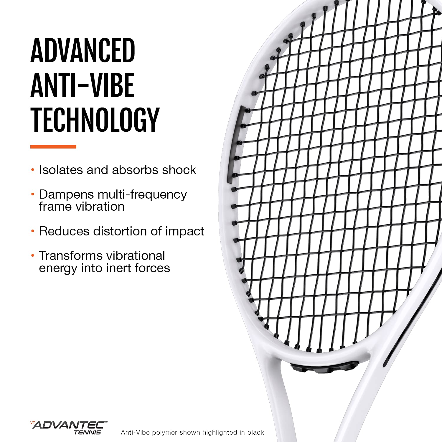 VT Advantec Anti-Vibe Strips – Tennis Racket Vibration Dampener – Absorb and Reduce Vibration – Maximize Control and Stability – Expand Sweet Spot and Prevent Injuries – Carbon Black – Pack of 4