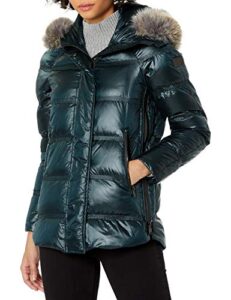 tumi women's luxe down parka, spruce, large
