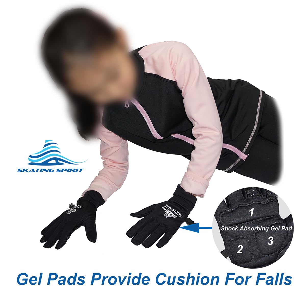 Skating Spirit Figure Skating Gloves for Kids and Adults, Padded Gel Palm Protection Water Resistant Warm Touchscreen Non Slip (M)