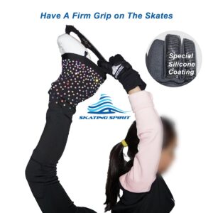 Skating Spirit Figure Skating Gloves for Kids and Adults, Padded Gel Palm Protection Water Resistant Warm Touchscreen Non Slip (M)