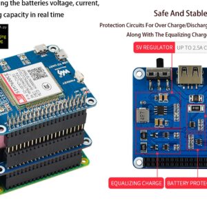 Uninterruptible Power Supply UPS HAT for Raspberry Pi Series Boards(Raspberry Pi 4 Model B/3B+/3B) Charge and Power Output at The Same Time,Multi Battery Protection Circuits