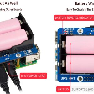 Uninterruptible Power Supply UPS HAT for Raspberry Pi Series Boards(Raspberry Pi 4 Model B/3B+/3B) Charge and Power Output at The Same Time,Multi Battery Protection Circuits