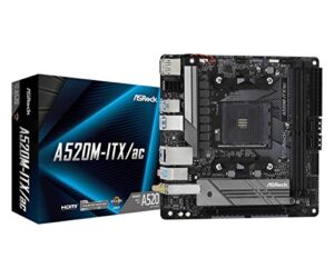 asrock a520m-itx/ac supports 3rd gen amd am4 ryzen™ / future amd ryzen™ processors (3000 and 4000 series processors) mini itx motherboard