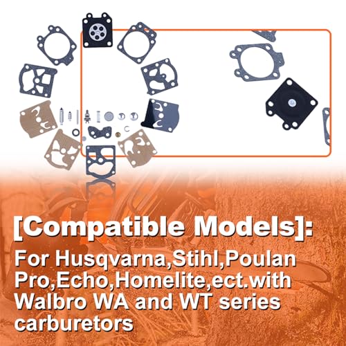 Mtanlo Carburetor Carb Repair Rebuild Kit For Walbro K20-WAT Husqvarna 55 51 455 460 Rancher Echo Poulan Pro Homelite Stihl 026 Chainsaw Trimmers Replacement Part