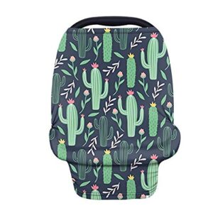 chaqlin green cactus baby car seat covers multifunctional infant carseat canopy for boys girls,stretchy breathable adjustable peep window