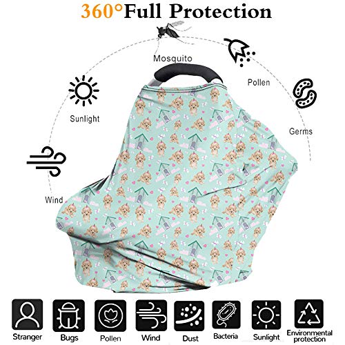 chaqlin Green Cactus Baby Car Seat Covers Multifunctional Infant Carseat Canopy for Boys Girls,Stretchy Breathable Adjustable Peep Window