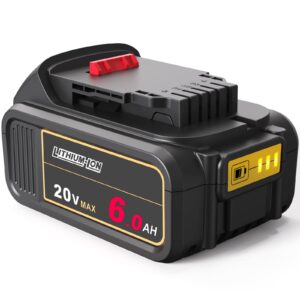 amicross dcb206 20v 6.0ah max xr led display replacement battery compatible with dewalt dcs356b, dcs367b, dcs571b, dccs620b, dcs369b, dcht820b, dcs334b, dcg413b, dcd996b, dcl043