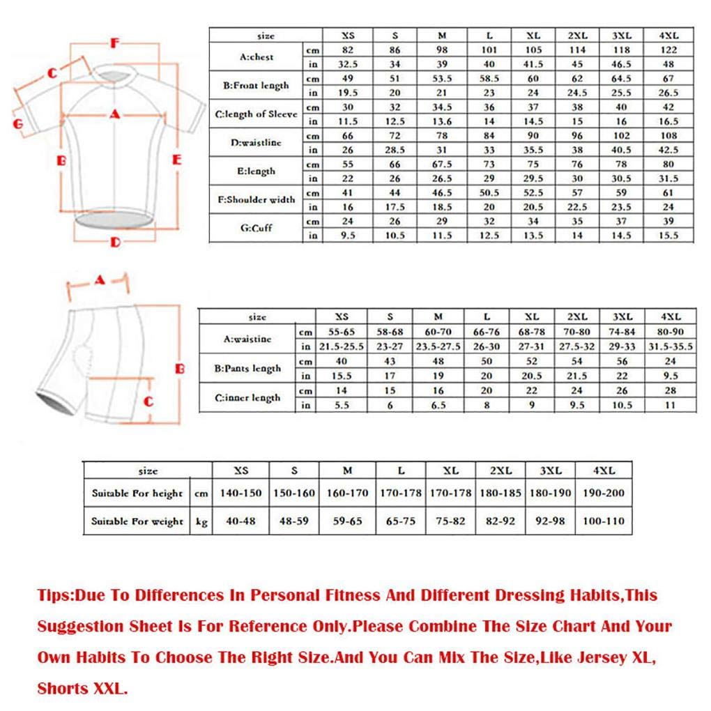 MOXILYN Mens Cycling Jersey MTB Clothes Cycling Kit Bike Shirts and Cycling Bibs Short with 20D Gel Pad Biking Clothing Set