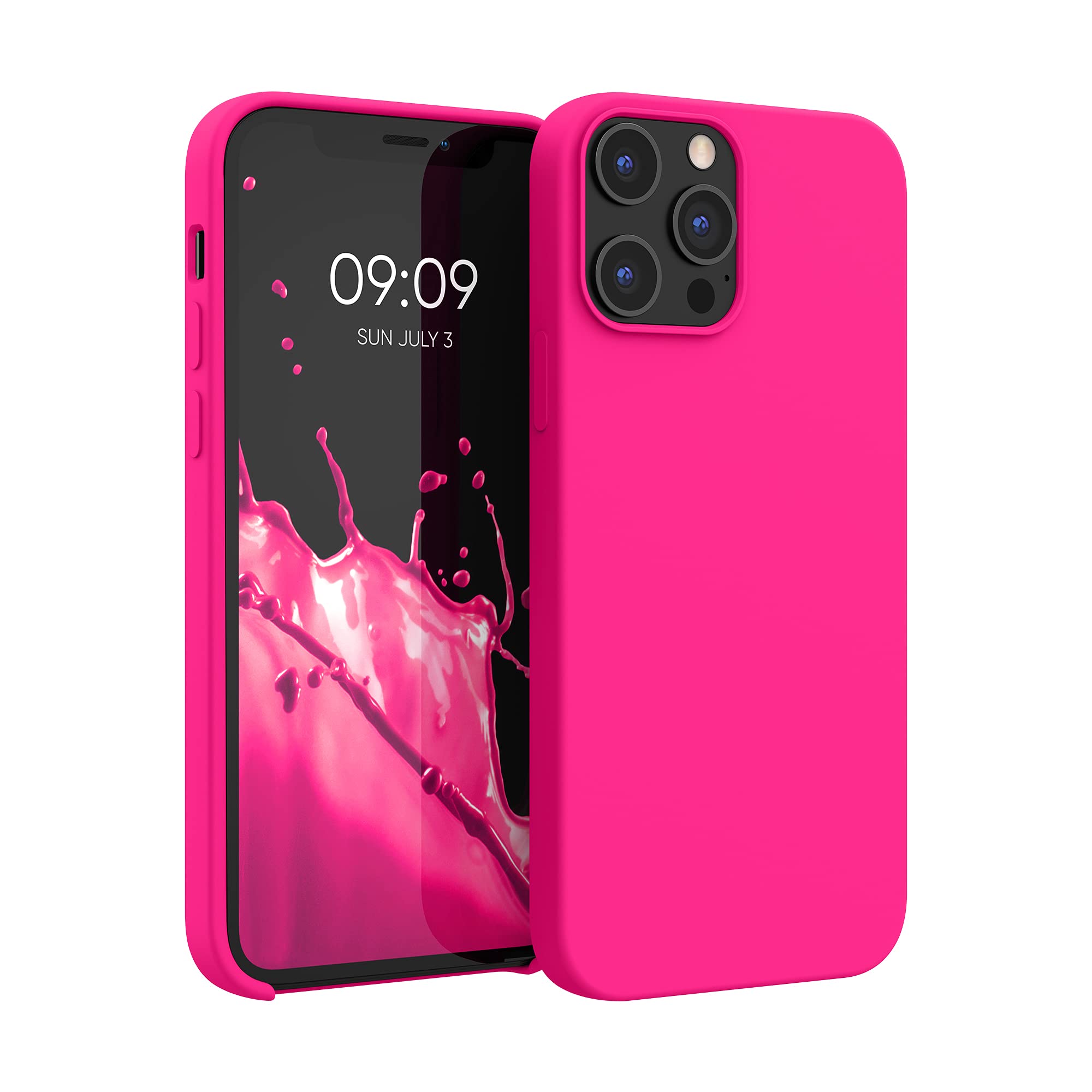 kwmobile Case Compatible with Apple iPhone 12 Pro Max Case - TPU Silicone Phone Cover with Soft Finish - Neon Pink