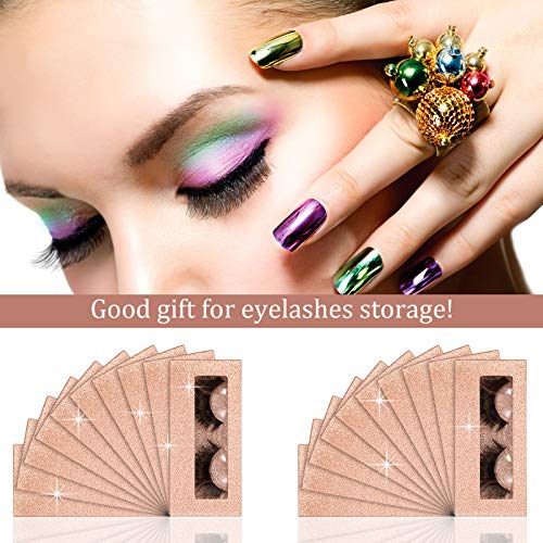 50 Sets Empty Eyelash Case Set, Include 50 Empty Eyelash Box Lash Box Packaging Eyelash Storage Box, 50 Eyelash Box Tray False Eyelash Storage Box Tray, 50 Internal Background Paper (Champagne Gold)