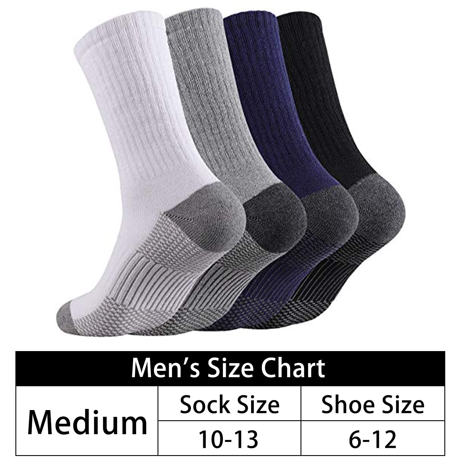 Heatuff 12 Pairs Men's Cotton Performance Athletic Crew Extra Heavy Cushion Socks