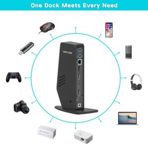 WAVLINK USB 3.0 Universal Laptop Docking Station Dual 5K/4K@60Hz Monitors Display for USB-C and USB-A Windows, MacOS, ChromeOS (2 HDMI & 2 Display Port, Gigabit Ethernet, 5 USB 3.0,Audio)