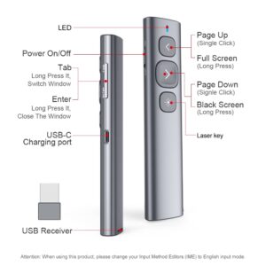 NORWII N95 Green Light Pointer, 330 FT Long Control Range Designed for Large Occasion, Rechargeable Wireless Presenter Remote Presentation USB PowerPoint PPT Clicker for Mac, Laptop, Computer