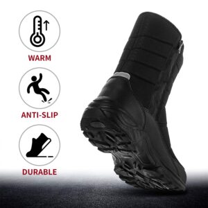 SILENTCARE Mens Winter Mid-Calf Snow Boot Fur Warm Waterproof Slip On Outdoor Athletic