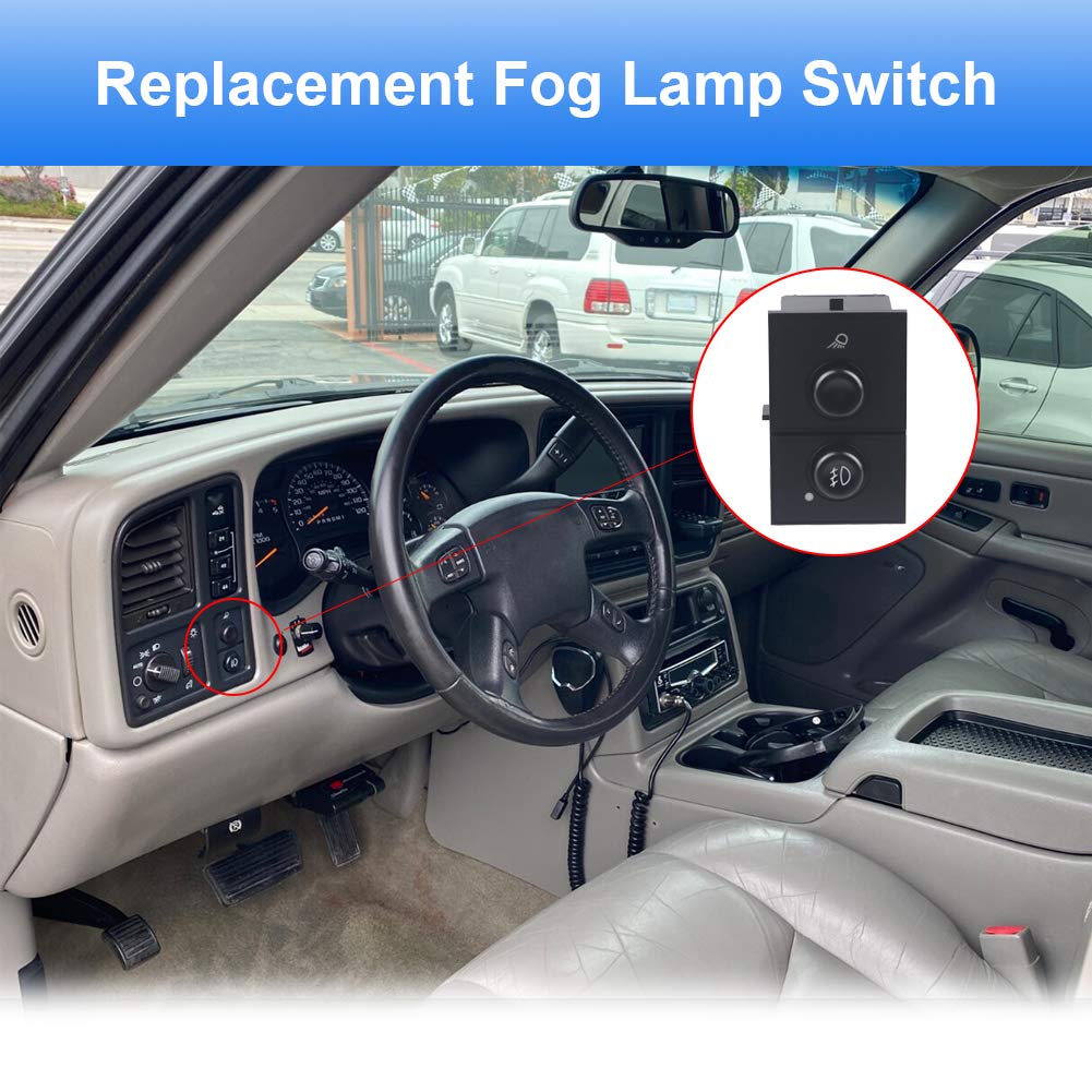 WMPHE Fog Light Switch Compatible with 2003-2006 Chevy Silverado 1500 2500 Avalanche Suburban Tahoe 2003-2006 GMC Sierra 1500 2500 Yukon Cadillac Escalade ESV EXT Replacement for D7096C 15143597