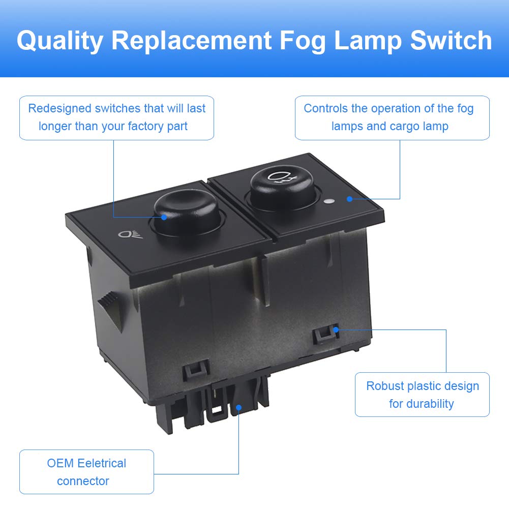 WMPHE Fog Light Switch Compatible with 2003-2006 Chevy Silverado 1500 2500 Avalanche Suburban Tahoe 2003-2006 GMC Sierra 1500 2500 Yukon Cadillac Escalade ESV EXT Replacement for D7096C 15143597