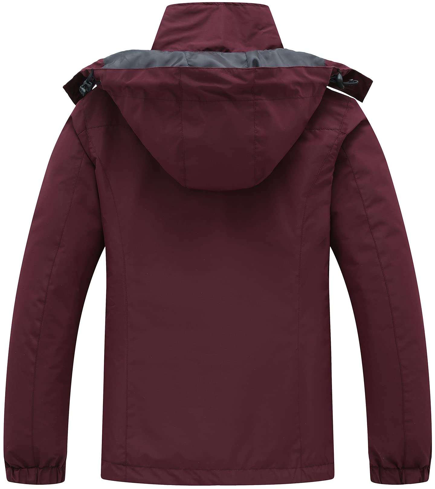 PTSOC Women's 3 in 1 Waterproof Ski Jacket Warm Winter Snow Coat Windproof Hooded Snowboarding Raincoat Wine Red X-Large