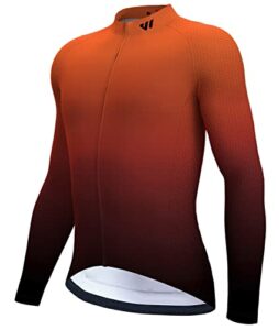 lo.gas cycling jersey men long sleeve bike shirt full zip with pockets moisture wicking bicycle clothes