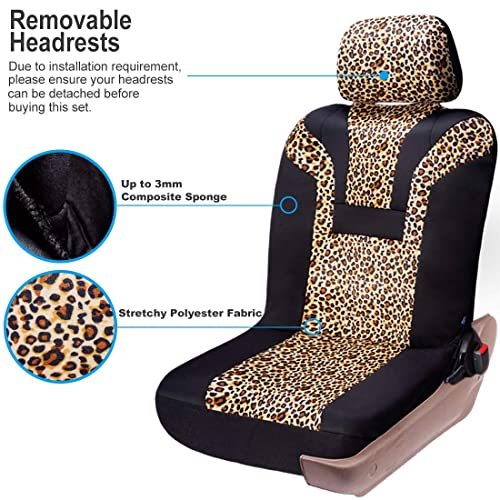 COOLBEBE Leopard Car Seat Covers - Cheetah Pattern Integrated Auto Seat Cover Car Protector Interior Accessories, Airbag Compatible, Universal Fits for Cars, SUV, Truck, Full Set