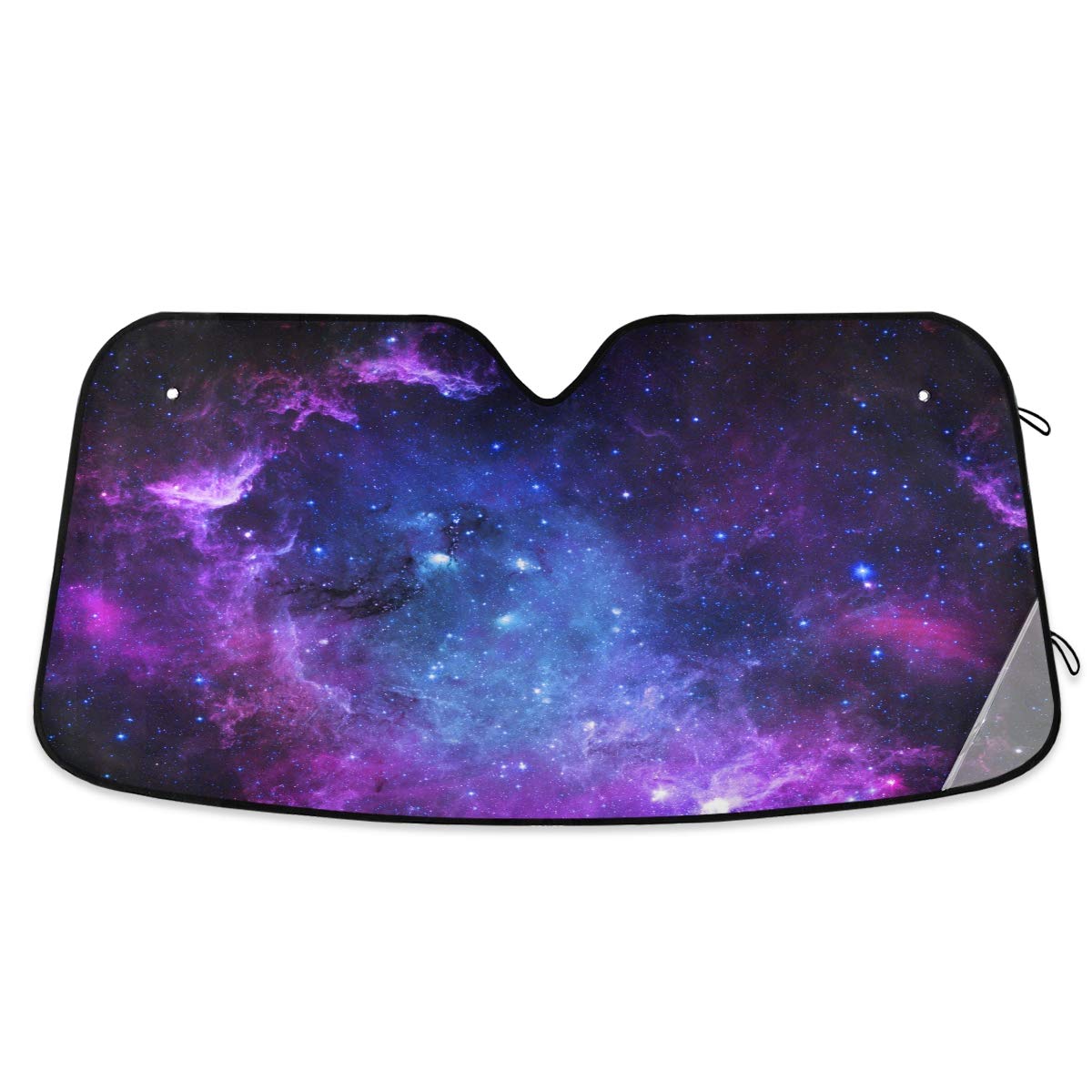 senya Car Windshield Sun Shade Universe Galaxy Nebula Space Blocks UV Rays Sun Visor Protector Accordion Folding Auto Sunshade for Car Truck SUV 55x28inch