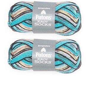 patons kroy socks yarn, 2-pack, turquoise jacquard