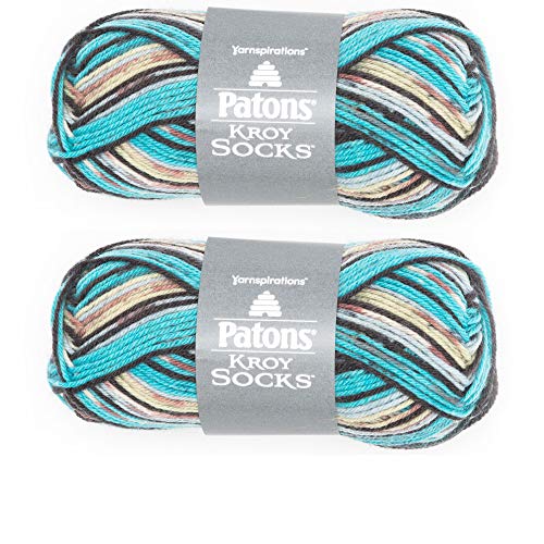 Patons Kroy Socks Yarn, 2-Pack, Turquoise Jacquard