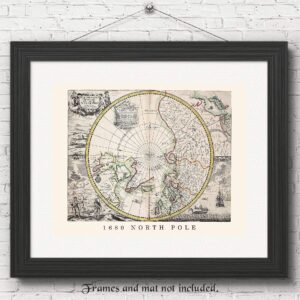 Vintage North Pole Replica Map Prints, 1 (11x14) Unframed Photos, Wall Art Decor Gifts for Home Geography Office Studio Library Lounge School Science College Student Teacher Coach World Explorer Fans