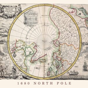 Vintage North Pole Replica Map Prints, 1 (11x14) Unframed Photos, Wall Art Decor Gifts for Home Geography Office Studio Library Lounge School Science College Student Teacher Coach World Explorer Fans