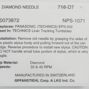 Pfanstiehl Phonograph Needle For Panasonic Technics EPS25CS EPS24CS SL5 SLBD22 P24 P28 SL-N5 SL-N15 AT3482P SL-V5 & Others