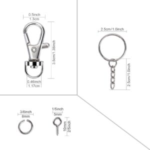 160PCS Swivel Snap Hook with Key Chain Rings Set- 40PCS Swivel Lobster Clasp, 40PCS Key Rings with Chain, 40pcs Jump Rings and 40pcs Screw Eye Pins for Keychain Lanyard, Crafts and Jewelry Making