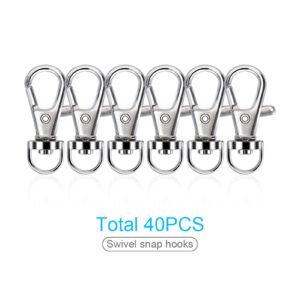 160PCS Swivel Snap Hook with Key Chain Rings Set- 40PCS Swivel Lobster Clasp, 40PCS Key Rings with Chain, 40pcs Jump Rings and 40pcs Screw Eye Pins for Keychain Lanyard, Crafts and Jewelry Making