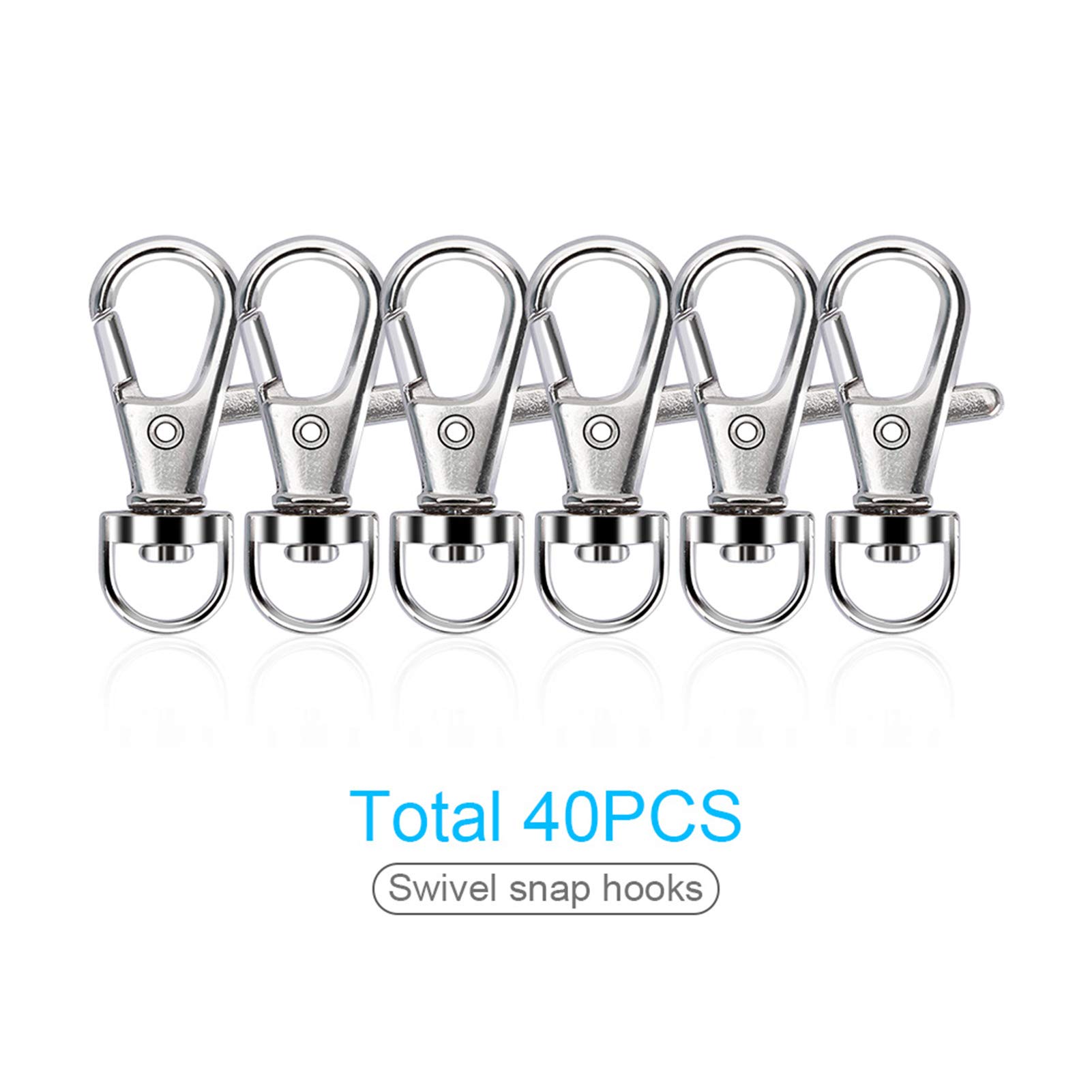 160PCS Swivel Snap Hook with Key Chain Rings Set- 40PCS Swivel Lobster Clasp, 40PCS Key Rings with Chain, 40pcs Jump Rings and 40pcs Screw Eye Pins for Keychain Lanyard, Crafts and Jewelry Making