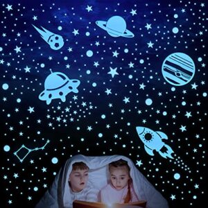 glow in the dark stars for ceiling, 621 pcs 3d glowing wall decor stickers starry sky shining decoration perfect for kids bedroom bedding room gifts,christmas stocking stuffers for kids