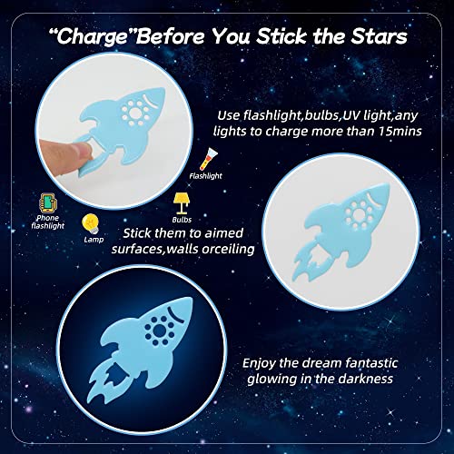 Glow in The Dark Stars for Ceiling, 621 Pcs 3D Glowing Wall Decor Stickers Starry Sky Shining Decoration Perfect for Kids Bedroom Bedding Room Gifts,Christmas Stocking Stuffers for Kids