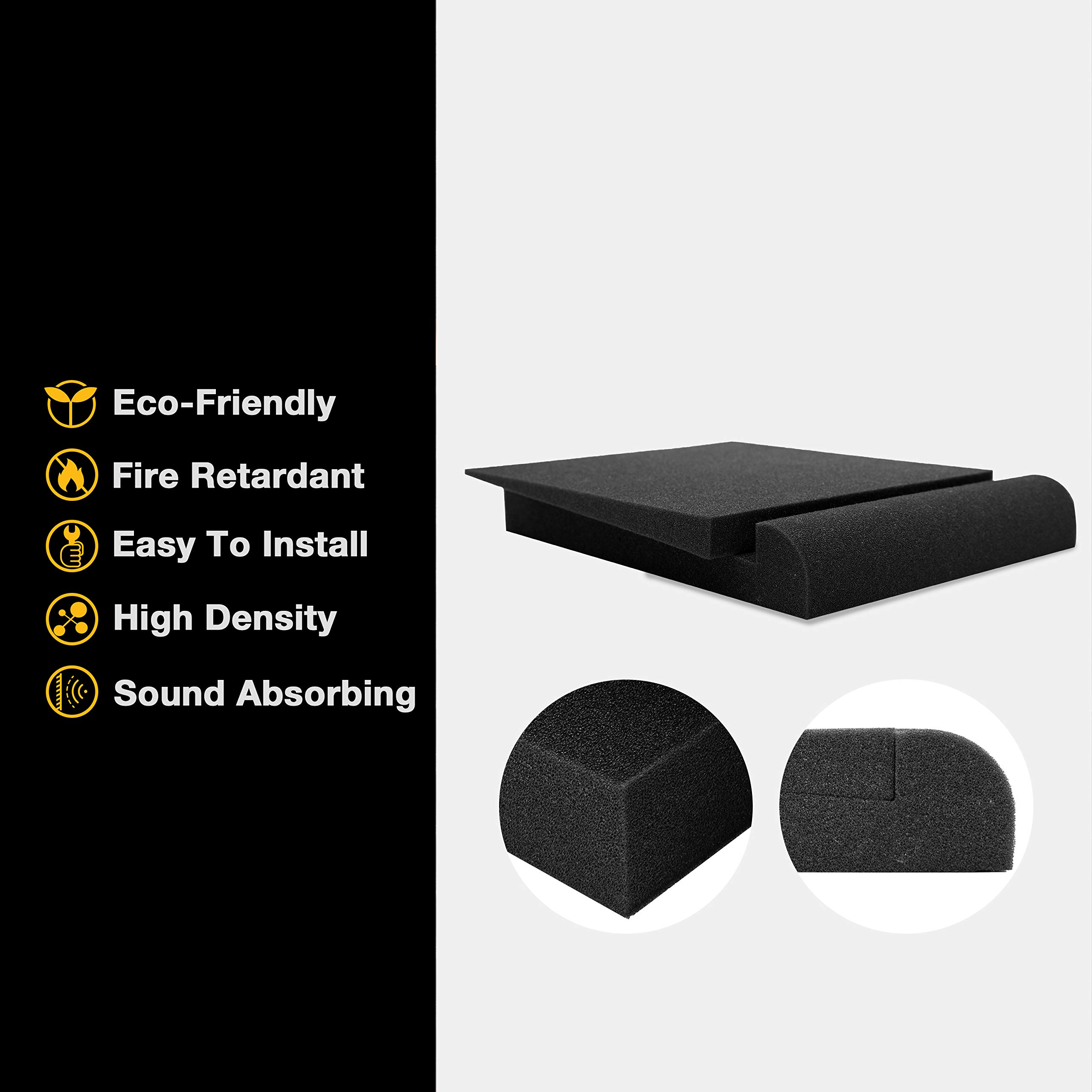 2 Pack Acoustic Isolation Pads, 13"x10"x2" Studio Monitor Speaker Isolation Foam Pads, Pair of Two High Density Studio Monitor Isolation Pads, Suitable for 6.5" - 8" inch Speakers