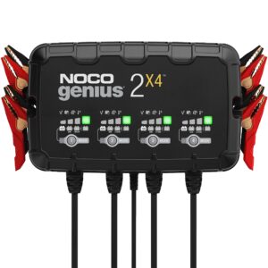 noco genius2x4, 4-bank, 8a (2a/bank) smart car battery charger, 6v/12v automotive charger, battery maintainer, trickle charger, float charger and desulfator for motorcycle, atv and lithium batteries