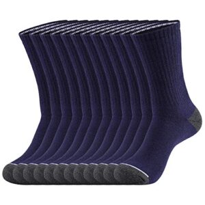 heatuff 12 pairs men's cotton performance athletic crew extra heavy cushion socks