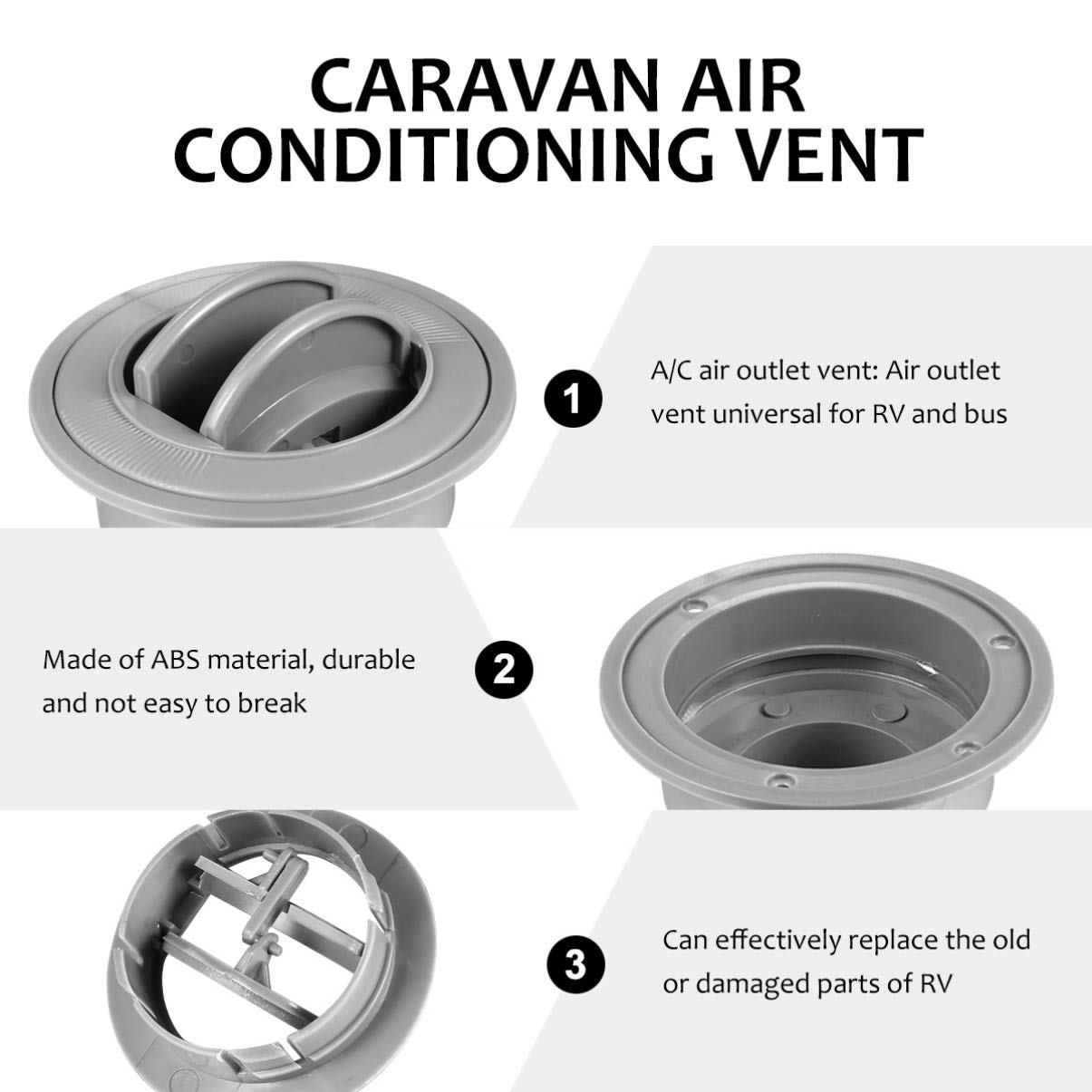 Garneck Bus Air Conditioning Vent Universal Round Bus Ceiling Air Conditioning Vent DIY Air Flow Ventilation Deflector Outlet for Rv Bus Car Boat Supplies Style 1